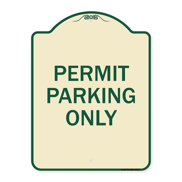 Permit Parking Only Heavy-Gauge Aluminum Architectural Sign, 24" x 18", TG-1824-23313